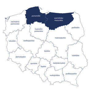 Mapa przedstawiająca obszar działania OT w Gdańsku