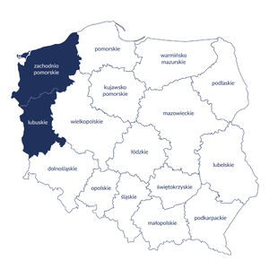 Mapa przedstawiająca obszar działania OT w Szczecinie
